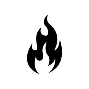 Fire icon black on white vector image. Fire flame icon, black icon isolated on white background